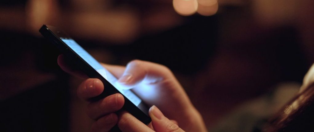 smartphone with blue light