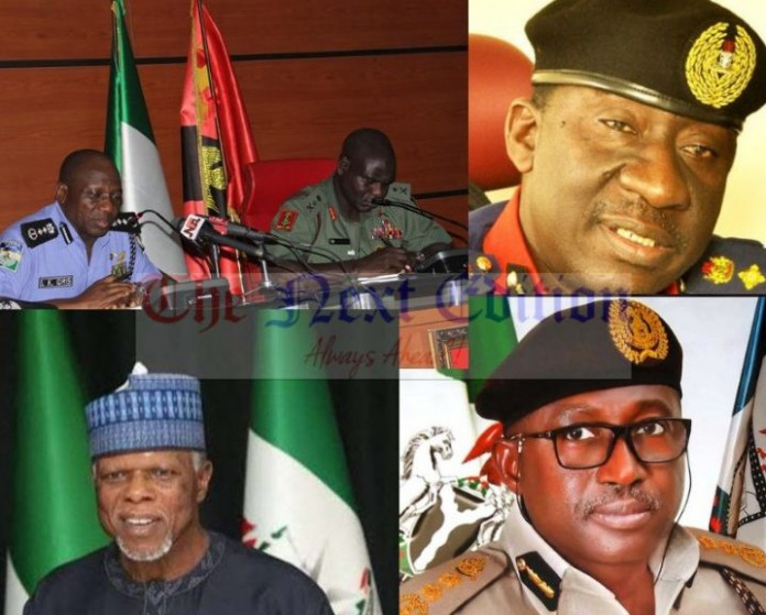 Leaders of Army, Police, Customs, Immigration and Civil Defence INVESTIGATION: Bribe-taking Nigerian security forces pushing petrol to Boko Haram, sabotaging war