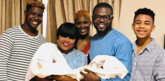 Funke Akindele, husband unveil twins in family photo