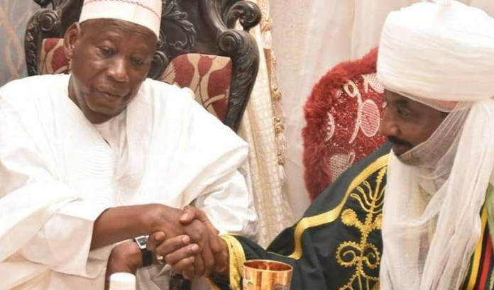 Ganduje and Emir sanusi Ganduje Divides Kano Emirate into Five, Whittles down Emir Influence