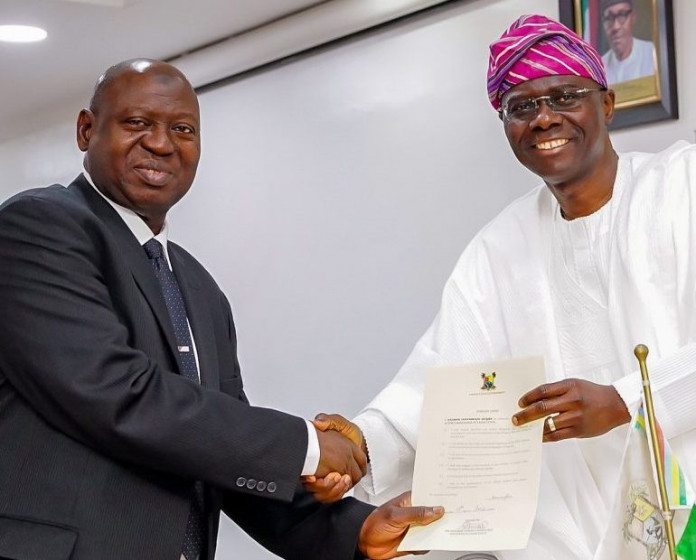 Sanwo-olu with chief JudgeTNE Sanwo-Olu Swears in Chief Justice, Promises to Decongest Prisons