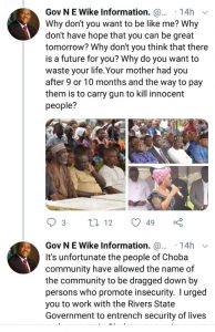 Gov. Wike Reads Riot Act to Warring Groups in Choba Community