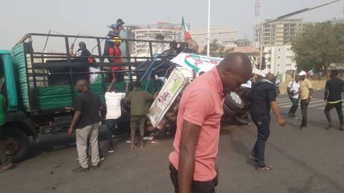 PDP Abuja Protest: Truck Carrying Protesters Crashes Injuring Many