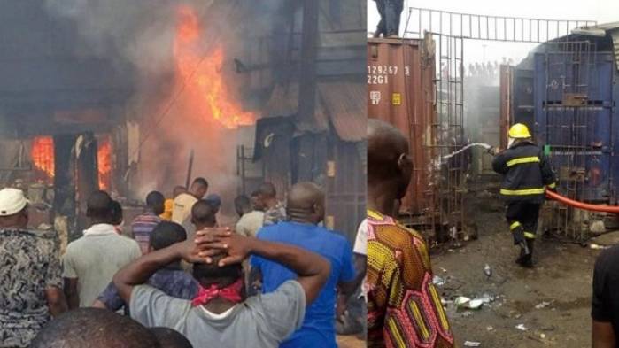 Fire Destroys 16 Stores In Apongbon Market In Lagos 
