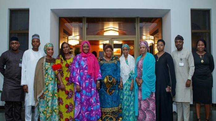 Aisha Buhari, Hosts Predecessor, Patience Jonathan At Presidential Villa