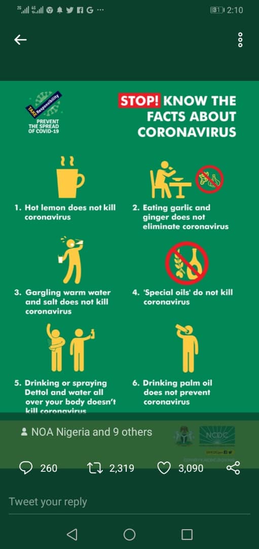 Coronavirus: Consuming Lemon, Garlic, Ginger, Dettol Does Not Protect Against Disease - NCDC