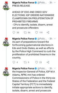 Electoral Violence: IGP Orders Clamp Down On Prohibited Firearms