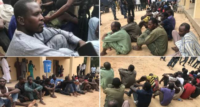 images (46) Borno Police Arrest, Parade Boko Haram Logistics Supplier, 44 Others
