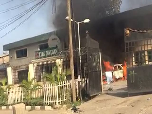 Lekki Massacre: Thugs Set The Nation Newspaper On Fire