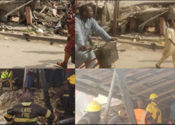 BREAKING: Two-Storey Building Collapses In Lagos